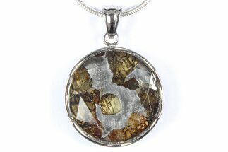 Sericho Pallasite Round Meteorite Pendant - Kenya #380559