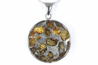 Sericho Pallasite Round Meteorite Pendant - Kenya #380564