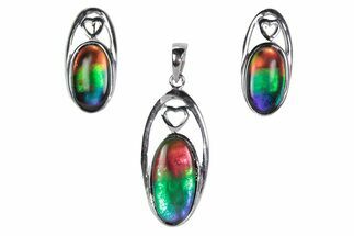 Stunning Ammolite Oval Pendant/Earrings Set - Sterling Silver #380601