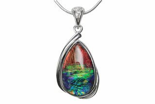 Stunning Ammolite Tear Drop Pendant - Sterling Silver #380644