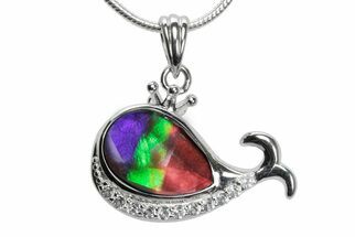 Brilliant Ammolite Whale Pendant - Sterling Silver #380658