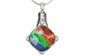 Stunning Ammolite Cushion Pendant - Sterling Silver #380661