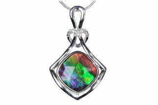 Stunning Ammolite Cushion Pendant - Sterling Silver #380671
