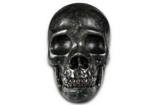 Polished Chatoyant Black Stone Skull #382193