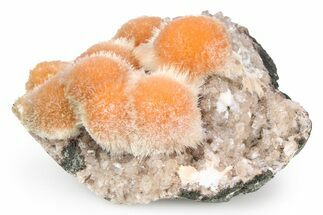 Vibrant Peach Thomsonite on Sparkling Heulandite - India #382291