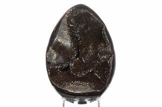 Septarian Dragon Egg Geode - Sparkly Black Crystals #383839